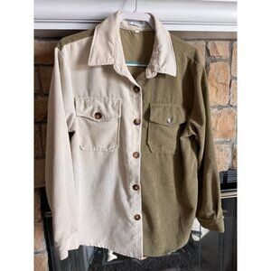 Corduroy color block 1XL Chicsoul boutique Wide Corduroy Natural Tones Buttons